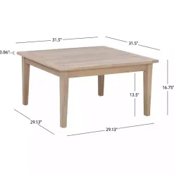 Kirklands Home Square Natural Wood Slatted Outdoor Coffee Table Tan