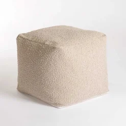 Poufs & Floor Cushions>Kirklands Home Square Sand Boucle Pouf Tan