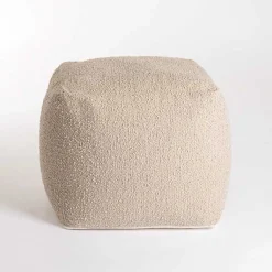 Poufs & Floor Cushions>Kirklands Home Square Sand Boucle Pouf Tan