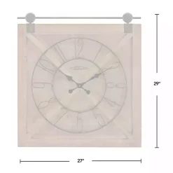 Kirklands Home Square Wood Barn Door Wall Clock Brown Hot