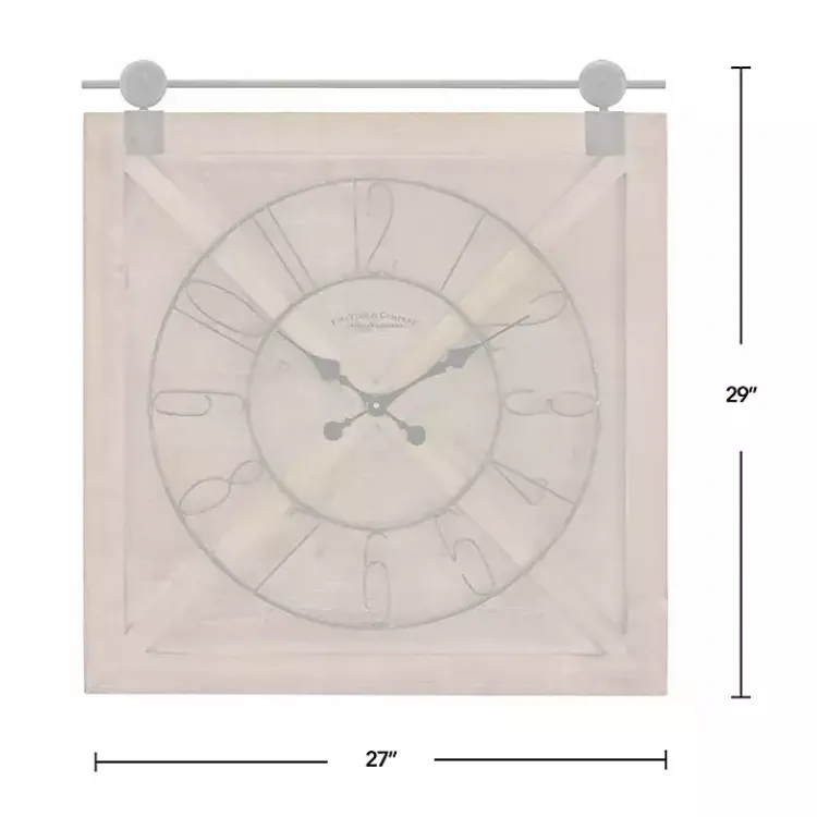 Kirklands Home Square Wood Barn Door Wall Clock Brown Hot