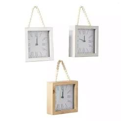 Kirklands Home Square Wood Beaded Wall Clocks, Set of 3