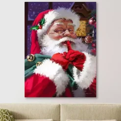 Christmas Art & Wall Decor>Kirklands Home Ssshhh Santa Canvas Art Print Multi