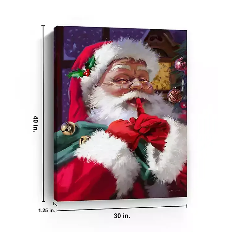 Christmas Art & Wall Decor>Kirklands Home Ssshhh Santa Canvas Art Print Multi