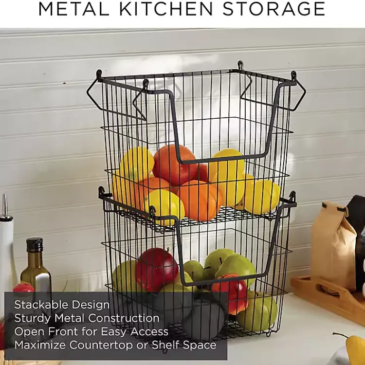 Kirklands Home Stackable Wire Kitchen Basket, 8 in. Black Hot