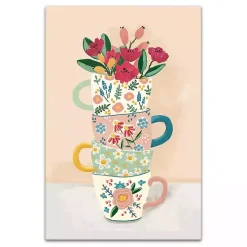 Kirklands Home Stacked Floral Mugs Canvas Art Print