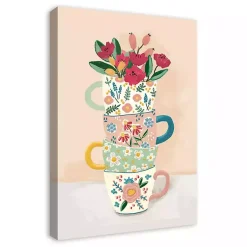 Kirklands Home Stacked Floral Mugs Canvas Art Print
