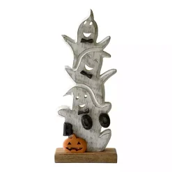 Halloween>Kirklands Home Stacked Ghosts Wooden Halloween Table Decoration