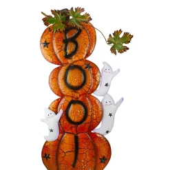 Halloween>Kirklands Home Stacked Pumpkins Boo Outdoor Halloween Decoration