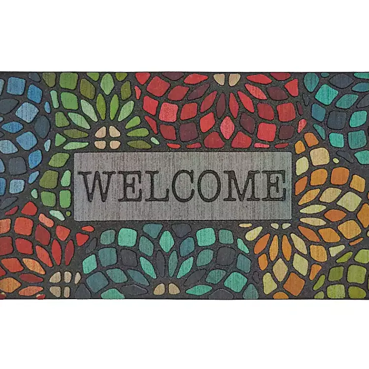 Kirklands Home Stained Glass Florets Doormat Multi Hot