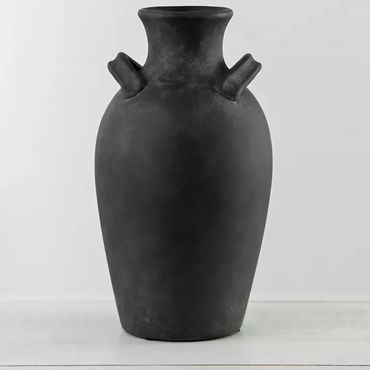 Vases>Kirklands Home Stamos Matte Terracotta Vase, 14 in. Black
