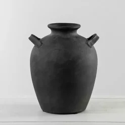 Vases>Kirklands Home Stamos Matte Terracotta Vase, 10 in. Black