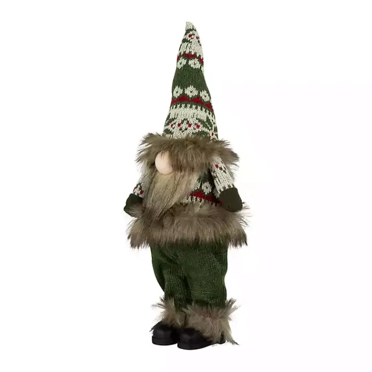 Christmas Decorations>Kirklands Home Standing Gnome with Knitted Christmas Outfit Green
