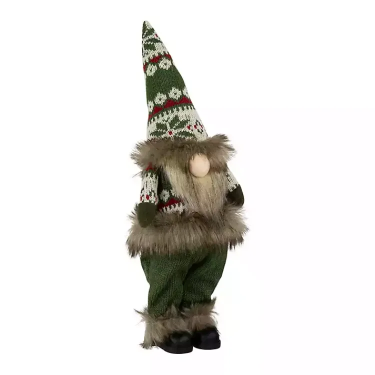 Christmas Decorations>Kirklands Home Standing Gnome with Knitted Christmas Outfit Green
