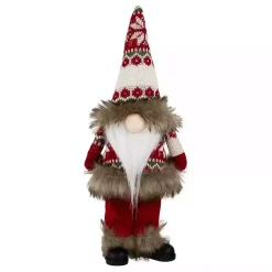 Christmas Decorations>Kirklands Home Standing Gnome with Knitted Christmas Outfit Red