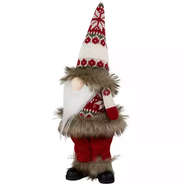 Christmas Decorations>Kirklands Home Standing Gnome with Knitted Christmas Outfit Red