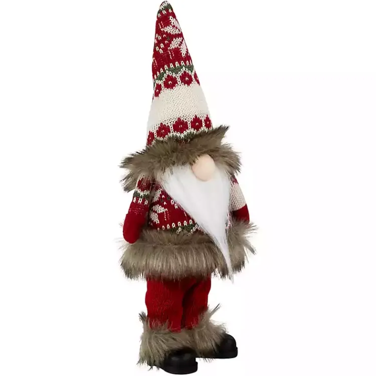 Christmas Decorations>Kirklands Home Standing Gnome with Knitted Christmas Outfit Red