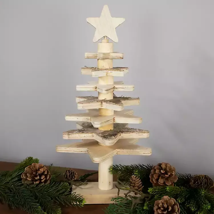 Christmas Decorations>Kirklands Home Star Cutout Wooden Tabletop Christmas Tree, 16 in. Tan