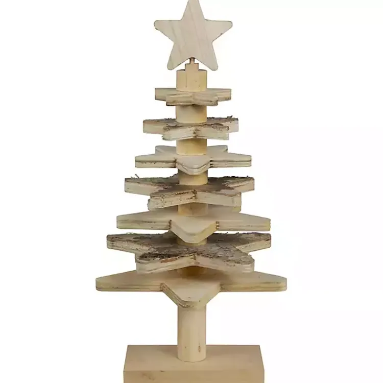 Christmas Decorations>Kirklands Home Star Cutout Wooden Tabletop Christmas Tree, 16 in. Tan