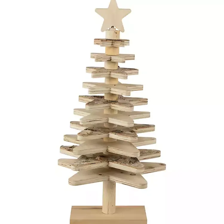 Christmas Decorations>Kirklands Home Star Cutout Wooden Tabletop Christmas Tree, 20 in. Tan