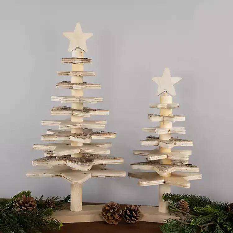 Christmas Decorations>Kirklands Home Star Cutout Wooden Tabletop Christmas Tree, 20 in. Tan