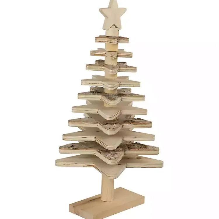 Christmas Decorations>Kirklands Home Star Cutout Wooden Tabletop Christmas Tree, 20 in. Tan