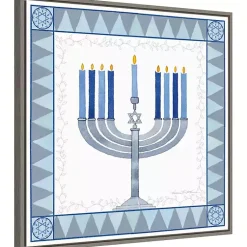 Hanukkah Decorations>Kirklands Home Star of David Menorah Hanukkah Wall Art