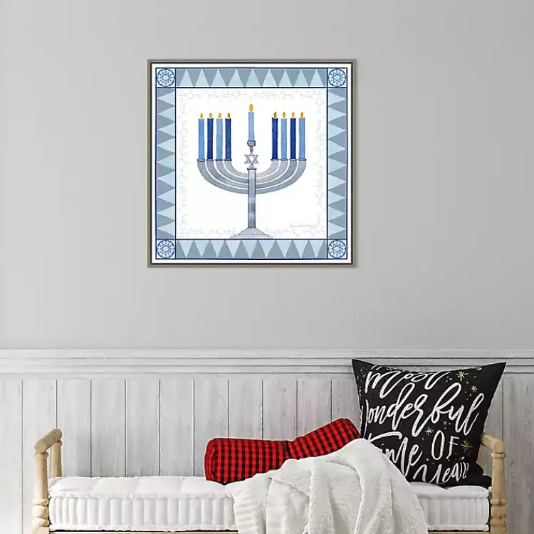 Hanukkah Decorations>Kirklands Home Star of David Menorah Hanukkah Wall Art