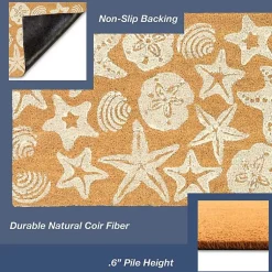 Kirklands Home Starfish and Sand Dollars Coir Doormat Clearance