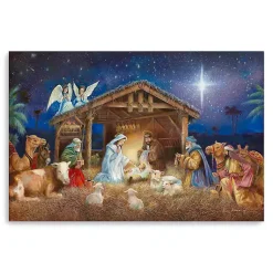 Christmas Art & Wall Decor>Kirklands Home Starry Nativity Christmas Giclee Canvas Art Print Multi