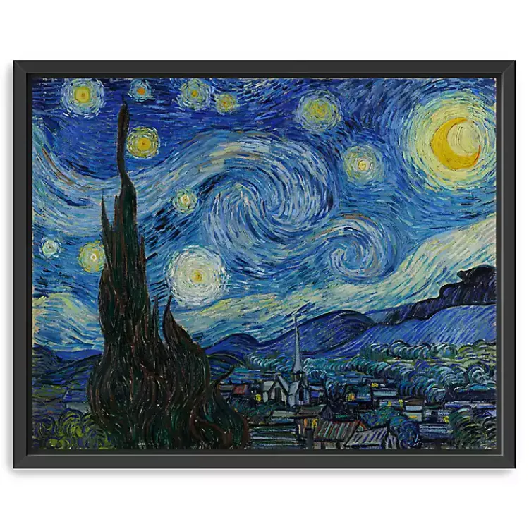 Kirklands Home Starry Night Framed Canvas Art Print, 18x22 Blue