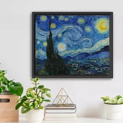 Kirklands Home Starry Night Framed Canvas Art Print, 18x22 Blue