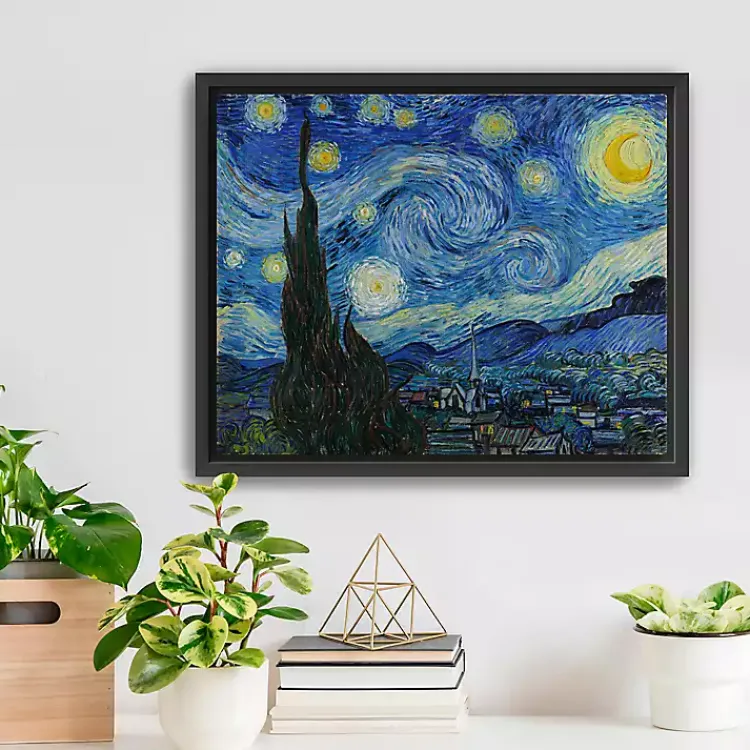 Kirklands Home Starry Night Framed Canvas Art Print, 18x22 Blue