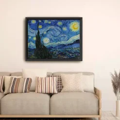 Kirklands Home Starry Night Framed Canvas Art Print, 32x42 Blue