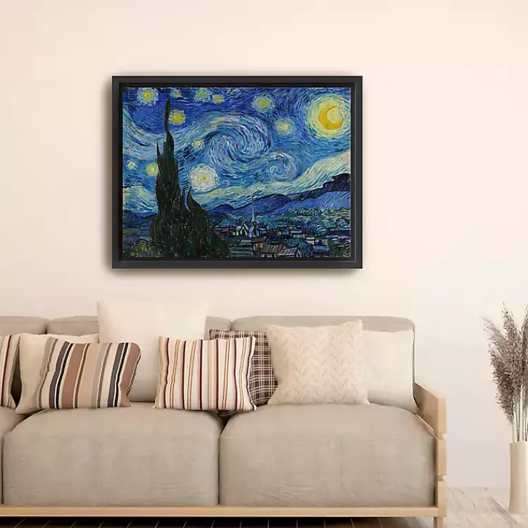Kirklands Home Starry Night Framed Canvas Art Print, 32x42 Blue