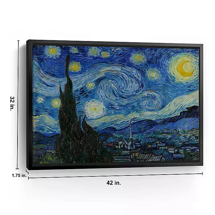 Kirklands Home Starry Night Framed Canvas Art Print, 32x42 Blue