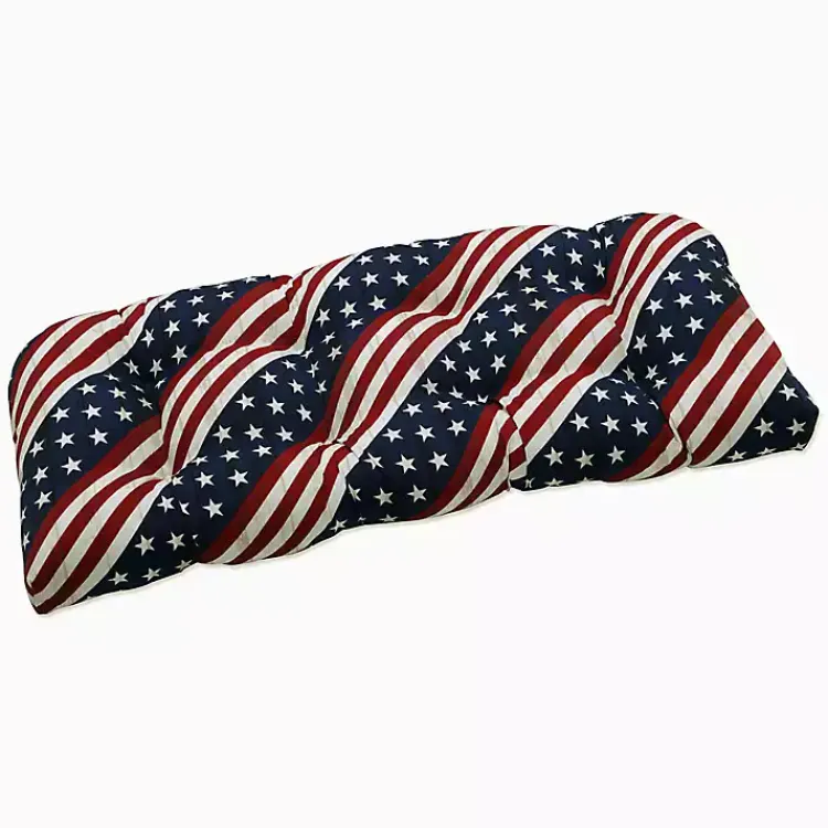 Kirklands Home Stars & Stripes Tufted Outdoor Bench Cushion Clearance