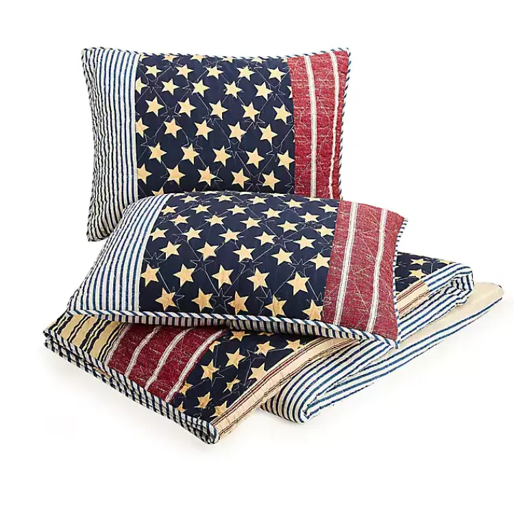 Kirklands Home Stars and Striped Patch 3-pc. Full/Queen Quilt Set Sale