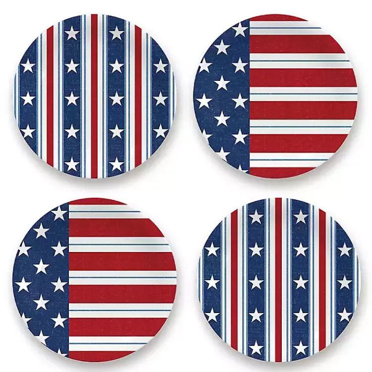 Kirklands Home Stars and Stripes 4-pc. Melamine Appetizer Plates New