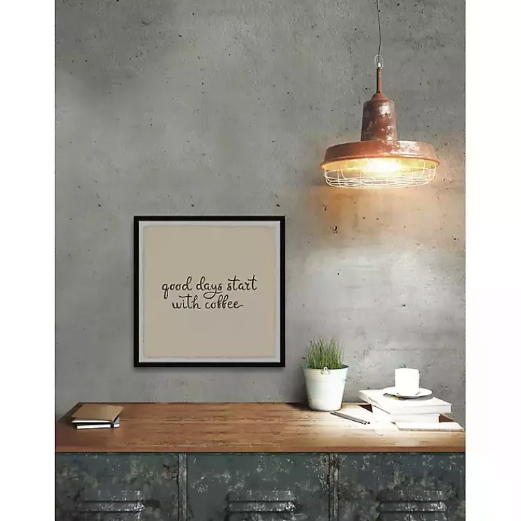 Kirklands Home Start with Coffee Framed Wall Plaque Best