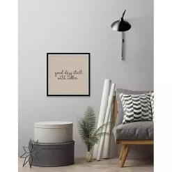 Kirklands Home Start with Coffee Framed Wall Plaque Best