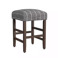 Kirklands Home Steel Blue and White Striped Backless Stool Clearance