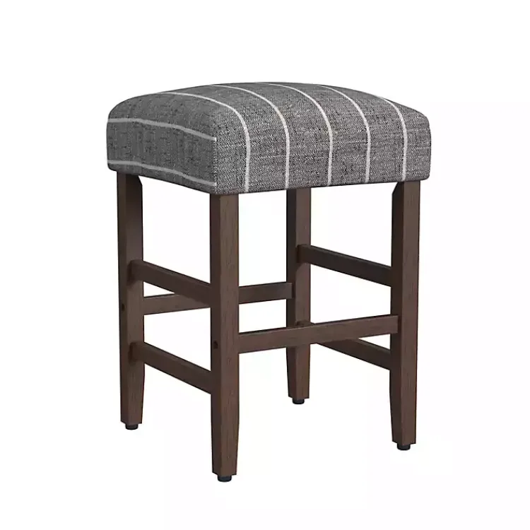 Kirklands Home Steel Blue and White Striped Backless Stool Clearance