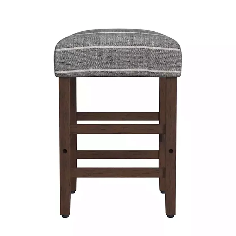 Kirklands Home Steel Blue and White Striped Backless Stool Clearance