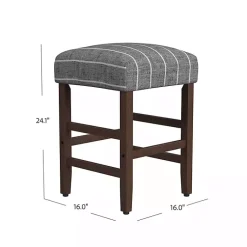 Kirklands Home Steel Blue and White Striped Backless Stool Clearance