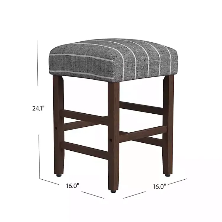 Kirklands Home Steel Blue and White Striped Backless Stool Clearance