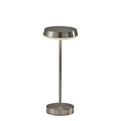 Kirklands Home Steel Metal Disc Frosted Light Cordless Table Lamp Silver Outlet