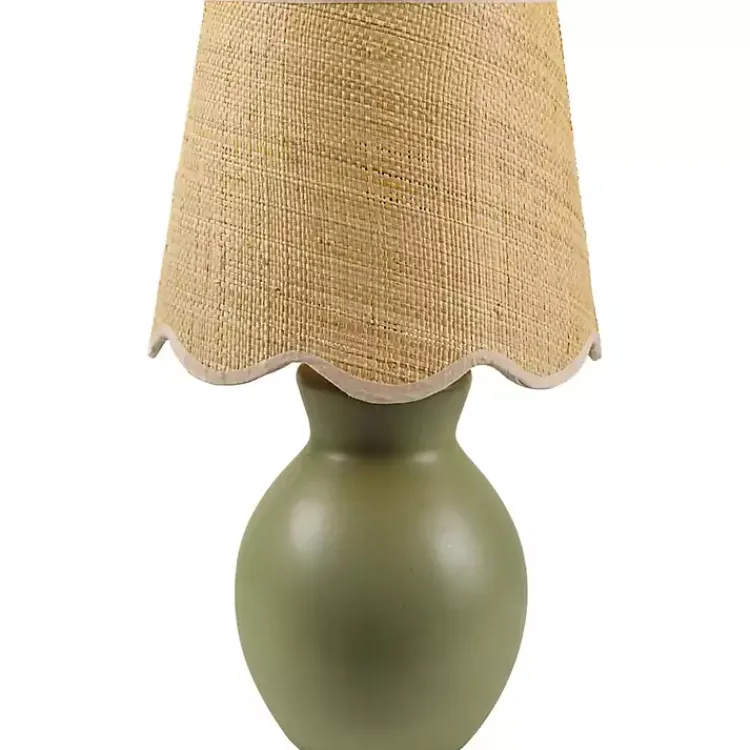 Kirklands Home Stella Mini Table Lamp with Woven Shade Green Hot