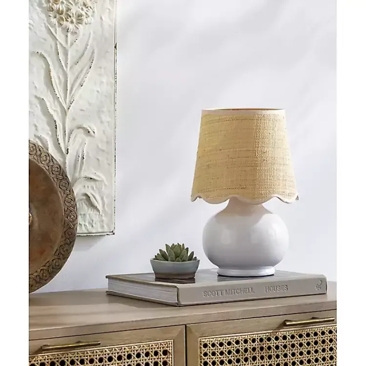 Kirklands Home Stella Diminuta Table Lamp with Woven Shade White Hot