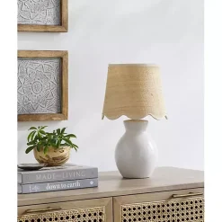 Kirklands Home Stella Mini Table Lamp with Woven Shade White Discount